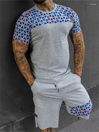 Men's Tracksuits Summer 2-piece Set Men Fashion Print Shirt And Shorts Homewear Short Sleeves O-Neck Tops Pant