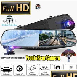 Car Dvr Rearview Mirror 1080P Dual Lens Driving Video Recorder Dash Camera 4.3/2.8Inch Electronics Accessories Drop Delivery Mobiles Dhvjt