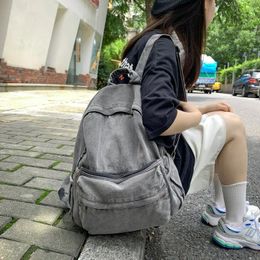 Backpack Solid Colour Denim Retro Simple Ladies Back Pack Student Outdoor Travel Bag Casual Backpacks