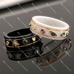 Ceramics G Rings Women Band Rings with Crystal Designer Bee Ring Party Jewellery Fashion Accessories