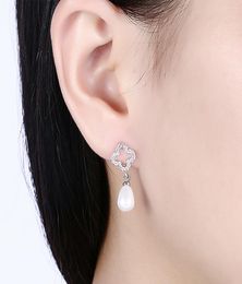 Happy Tears Bridesmaid Bridal Wedding Pearl Earrings Jewellery Real 18K Platinum Plated Amazon Sell Earings Charms Nickle 8425260