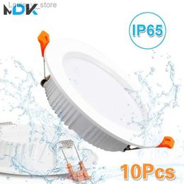 Downlights 10 Pcs IP65 LED Waterproof Downlight Recessed AC220V 7W 9W 12W 15W DC12V Kitchen Bathroom Toilet Spot Light Ceiling Lamp YQ240226
