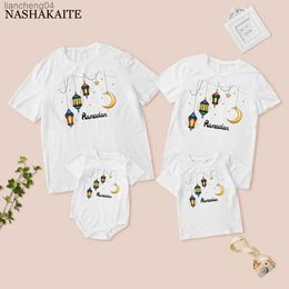 Family Matching Outfits Ramadan Purposes Mommy and Me T-shirt Kids Eid Al-fitr Family Matching Outfits Mom Mum Son Daughter Summer Lesser Bairam