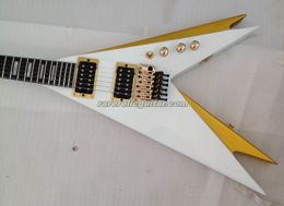 Carvin Kiss Vinnie Vincent Pearl White Gold Double V Electric Guitar Block Inlay Floyd Rose Tremolo Bridge & Locking Nut, Whammy Bar Gold Hardware