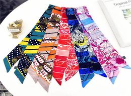 2021 Highend woman Fashion Designs Tied Bag Scarf ladies Small Bow Ribbon Headscarf Silk Scarves Wrap5323078