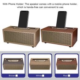 Subwoofer Wood Grain Speakers Vintage Style Wireless Subwoofer Radio DC 5V Desktop Computer Speaker Soundbox with Phone Stand