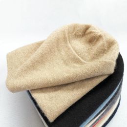 Berets Pure Cashmere Hat Men Women Autumn Winter All-match Knitted Ear Protection Casual Thick Double Layer Warm Wool