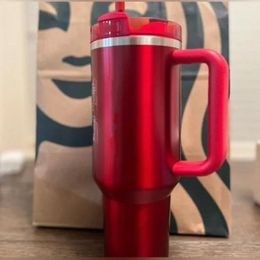 H2.0 40oz Quencher Cups Co-branded Travel Car Mugs 1:1 Same Stainless Steel Tumblers Bottles with Silicone Handle Lids Straw Target Valentine's Day Gifts