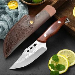 Kitchen Knives Professional Kitchen Knives Forged Boning Fishing Knife Stainless Steel Butcher Meat Cleaver Knife Handmade Slicing with Sheath Q240226