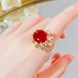 Cluster Rings Wholesale RR2236 European Fashion Fine Woman Girl Bride Mother Party Birthday Wedding Gift Luxury Zircon 18KT Gold Ring