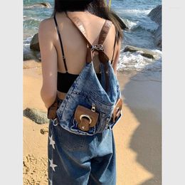 Evening Bags Fashion Womens Backpack Y2K Style For Korean Vintage Washed Denim Shoulder Recreation Crossbody Gifts