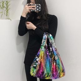 Fashion Colourful Sequined Women's Bags Handbag Handmade Beading Shoulder Crossbody Bag Casual Large Capacity Nylon288F