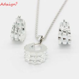 Sets Adixyn Small size Dubai Silver Color Round Earrings/Pendant/Necklace For Women Jewelry African/India/France Party Gifts N12068