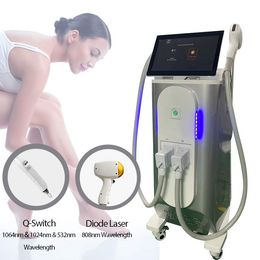 2 in 1 Diode Q switch 755 808 1064nm Ice diode laser hair removal pico switched nd yag tattoo removal carbon peel skin withteing machine