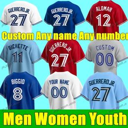 2024 Custom Baseball Jersey 27 Vladimir Guerrero Jr 4 George Springer 12 Daulton Varsho Blue Jays Bo Bichette Matt Chapman Alejandro Kirk Toronto Kevin Kiermaier