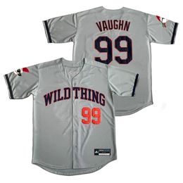 Cheap Dropshipping Wholesale Mens Ricky 'Wild Thing' Vaughn White Grey Stitched Baseball Jerseys