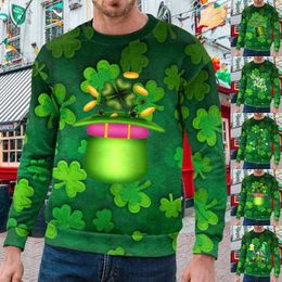 Men's Hoodies Long Sleeve Sweatshirts Men Mens St. Patrick's Day Printed Composite All Over Sleeved Crew Neck Print Jackets