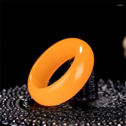 Cluster Rings Yellow Jade Ring Jewelry Chinese Jadeite Charm Hetian Fashion Crafts Natural Woman Gifts Amulet Gemstone Carved