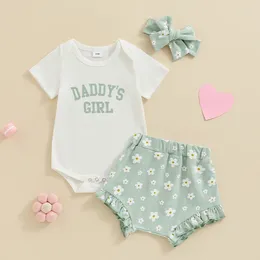 Clothing Sets Born Baby Girl Summer Outfit Short Sleeve Romper Floral Shorts Headband Set 3Pcs Cute Infant Clothes