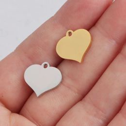 Necklaces 50pc 13*14mm Heart Charms Stainless Steel Mirror Polished Love Heart Charm Stamp for Women Diy Handmade Jewellery Wholesale