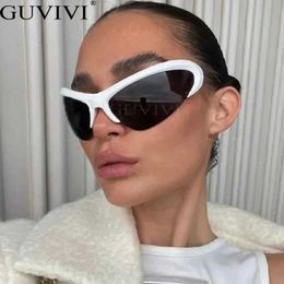 Sunglasses 2019 Retro Y2K Cat Eye Extra Large Sunglasses for Womens Fashion Outdoor Metal Frame Sports Driving Mirror Glasses Shadow UV400 J240226