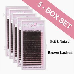 Eyelashes Yelix Mixd Dark Brown Faux Mink Eyelashes Natural False Individual Eye Lashes Coloured Eyelash Extension Fake Lash Set For Makeup