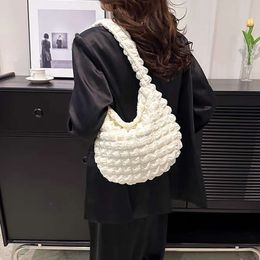 Small Fold Cloud Bag Womens New Simple Solid Color Versatile Shoulder Bag Fashionable and Personalized Office Workers Small Ba