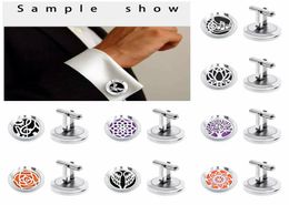 1pair Lotus flower Wings 20mm Stainless Steel Shirt Cufflink Essential Oil Aromatherapy Cuff Link Perfume Diffuser Cuff Button 10p3901077