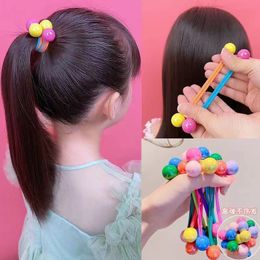 Children's candy color hair circle high quality high ponytail double head ball hair rope for girls innovative simplicity does not hurt the rubber band