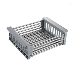 Kitchen Storage Stainless Steel Sink Drain Rack 304 Dish Drying Insert Organiser Fruit Vegetable Drainer Basket