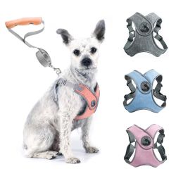 Sets Reflective Dog Harness and Leash Set For Small Medium Dogs Breathable Mesh Harnesses Vest Puppy Cats Chest Strap Pet Supplies