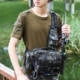 Bags Fishing Rod Bags Single Shoulder Luya Fishing Reel Case Bag Waist Pack Outdoor Fishing Lure Kit Storage Travel Crossbody Pouch