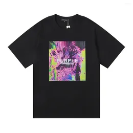 Mens t Shirts Purple Printing T-shirts High Quality Oversized Tee Black White Shirt for Men Women