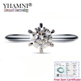 With Certificate New Fashion White Gold Colour Wedding Rings For Women Brand Luxury 1 Carat Lab Diamond Gold Rings Jewellery R018223j