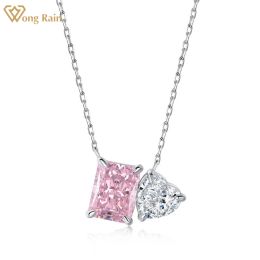 Necklaces Wong Rain Sterling Sier Crushed Ice Cut Lab Sapphire Emerald High Carbon Diamonds Gemstone Pendant Necklace Fine Jewellery