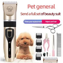 Dog Grooming Hair Clipper Pet Trimmer Set Puppy Electric Shaver Ceramic Blade Cat Accessories Cordless Charging Drop Delivery Home G Dhib9