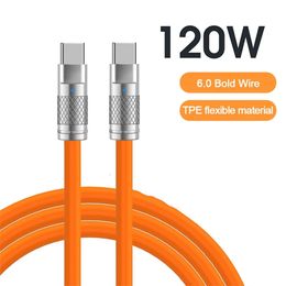 120W 6A PD C to C Cables TPE Zinc Alloy Super Fast Quick Charging Type C USB-C Cable For Samsung Galaxy S24 S23 S22 Utral Note 20 Android Phone