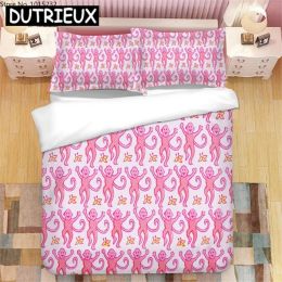 Set Pink Roller Rabbit 3D Printed Bedding Set Duvet Covers Pillowcases Comforter Bedding Set Bedclothes Bed Linen Sheer Curtains