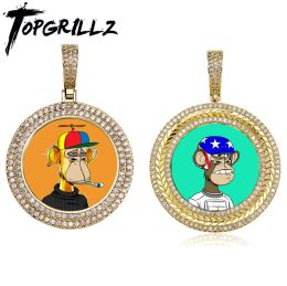 Necklaces TOPGRILLZ New NFT Couple Pendant Custom Photo Necklace For Digital art and Crypto Art Full Iced CZ Hip Hop Personalized Jewelry