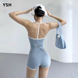Bras YUSHUHUA Sexy Back Sports Tops Women U Neck Yoga Tank Tops Gym Fitness Crop Tops Sleeveless Vest Breathable Training Tees