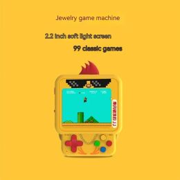 Necklaces W1 Mini Game Machine 2.2 Inch Soft Light Screen Cute Jewellery Chicken Backpack Pendant Game Machine 99 In One Game Machine Gift