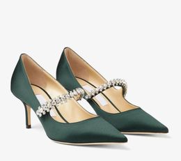 24S Luxury designer woman crystal embellished sandal heel London BING PUMP 65mm Heeled Women Wedding Shoes Black Pink High Heels Sandals strass strap