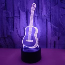 3D LED Gece Işıkları Dokunma Uzaktan Kumanda Gitar Işık Atmosferi 3D Görsel Işık Yedi renkli küçük masa lambası Parti Noel 234L