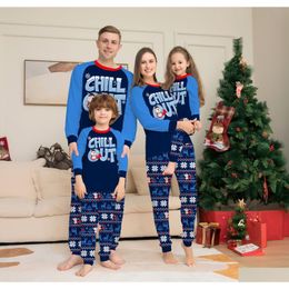 Family Matching Outfits Xmas Clothing Christmas Pyjamas Santa Claus Letter Printing Adt Kids Suit Baby Jumpsuit Pjs Drop Delivery Mat Dhpmk