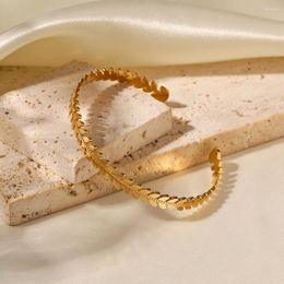 Link Bracelets Uworld Trendy 18k Plated Stainless Steel Jewellery Non Tarnished Bracelet Opening Leaves Bangles Open Wrist Party Gift