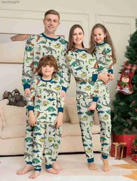 Family Matching Outfits New 2023 Christmas Family Matching Clothes Dinosaur Pattern Cute Pajamas Set Mom Dad Kids 2 Pieces Suit Baby Romper Family Look