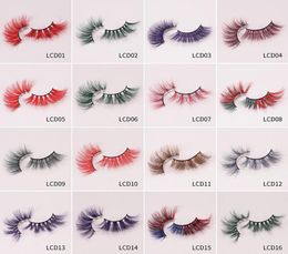 Top Quality 17 Style 25 Mm Colour Long Mink Eyelashes Three Dimensional Cross False Eyelashes 5D 20212363577
