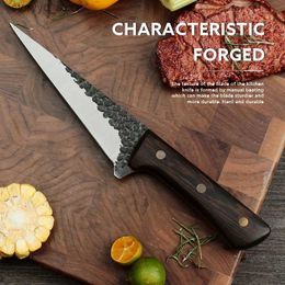 Kitchen Knives Forged Boning Knife Butcher Knife Kitchen Knife 5cr15 Stainless Steel Household Meat Cleaver Slicing Knife Outdoor Camping Knife Q240226