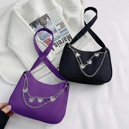 Evening Bags Fashion Women Butterfly Chain Shoulder Pure Colour Casual All-match Underarm Elegant Ladies Small Hobos Handbags Purses