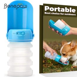 Feeding Benepaw Foldable Portable Dog Water Bottle FoodGrade Silicone Lightweight Leakproof Pet Drinking Water Dispenser 300ml/10.1oz